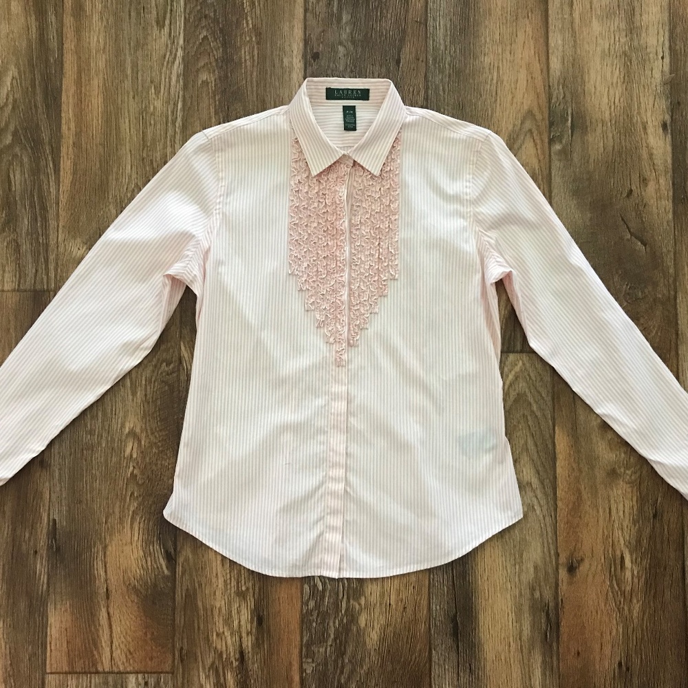 Lauren Ralph Lauren Petite Women Button Down Top - Picture 2 of 8